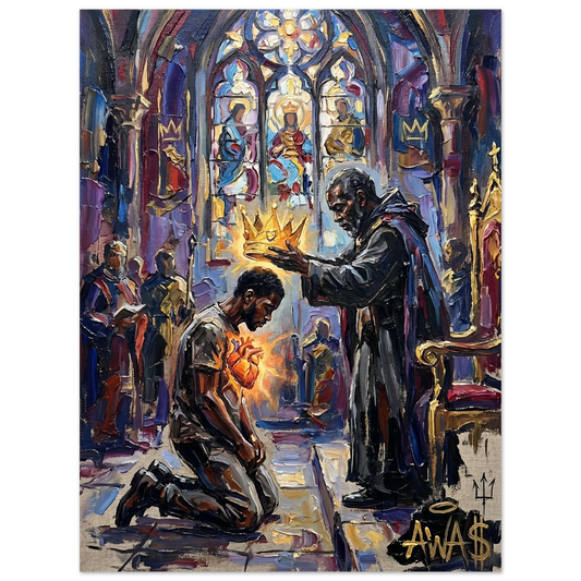 The Coronation wall art, stained glass Black royalty — AWA$ Signature Series
