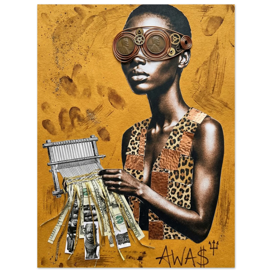 The Time Weaver Afro-futurist wall art, Black royalty portrait — AWA$ Signature Series