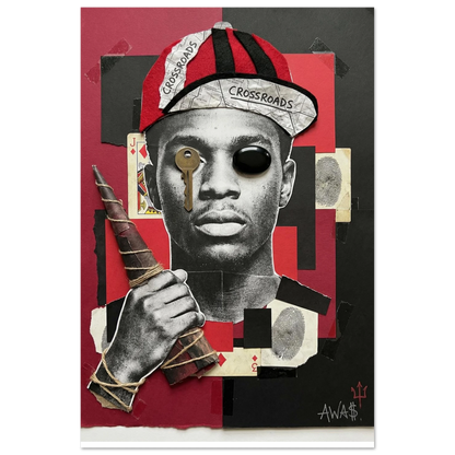 Elegguá at the Crossroads Orisha art print, Lucumí altar wall art — AWA$ Signature Series