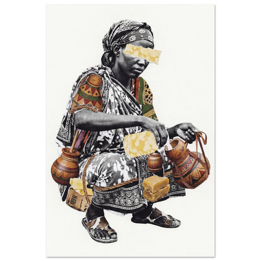The Milk Keeper wall art print, Somali dairy culture portrait — AWA$ Signature Series