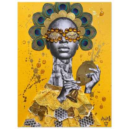 Oshun Honeyed Waterfall — Orisha of rivers and love art print by AWA$, Digital Rouge X